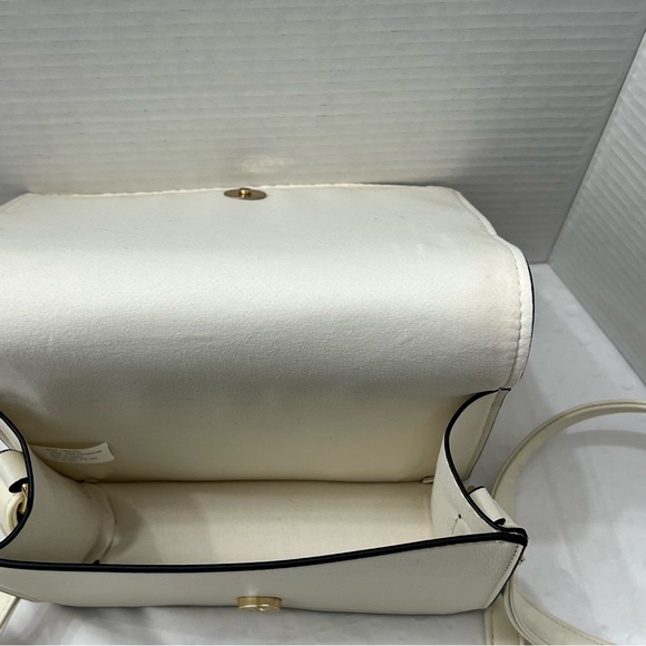 Muse Royale Small Satchel with Clasp Closure, Ivory, Faux Leather Cross body - Picture 3 of 7